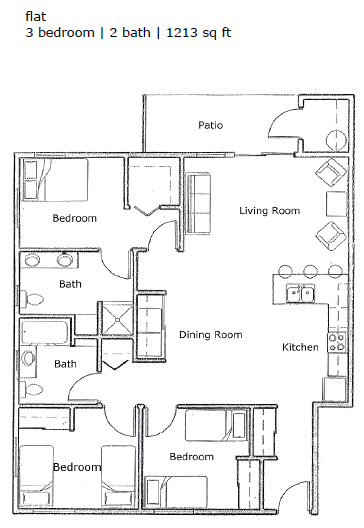 Prairie View_Floorplan 3x2 Flat
